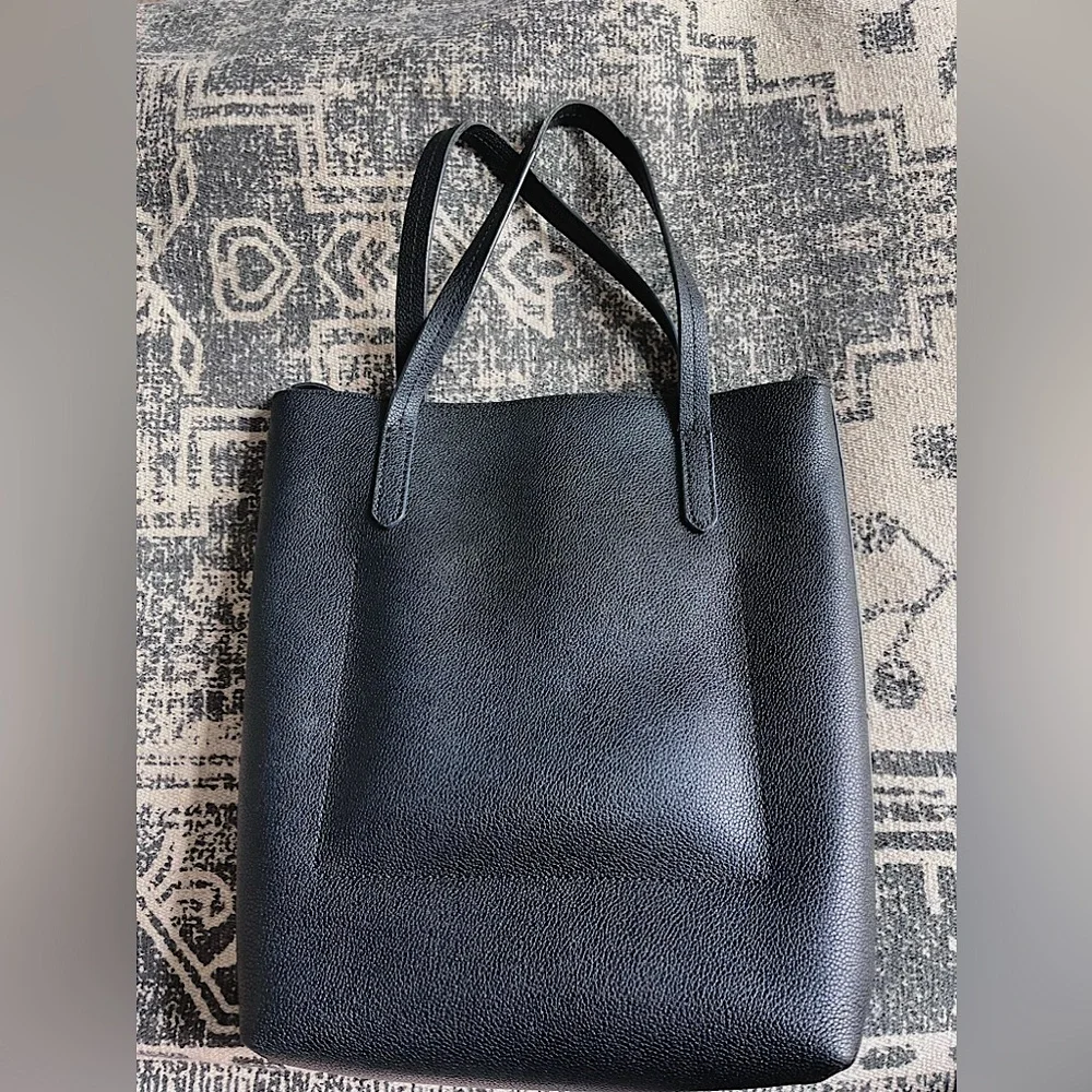 Black Faux Leather Versatile Large Crossbody Tote Bag Purse - Picture 3 of 5